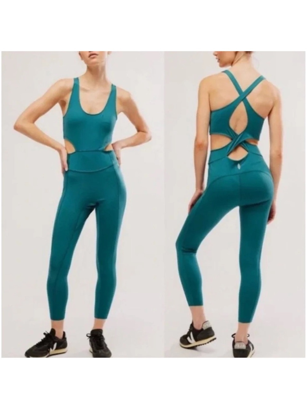 Free People Movement Back It Up One-piece Jumpsuit Pacific Green Size XS